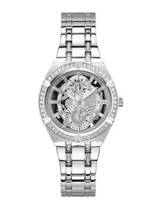 GUESS Women Skeleton Dial & Bracelet Style Straps Analogue Multi Function Watch GW0604L1