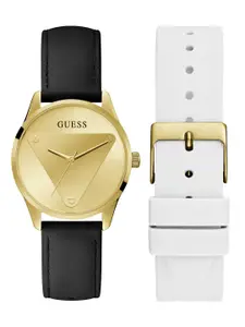 GUESS Women Leather Strap Analogue Watch with Additional Strap - GW0642L1