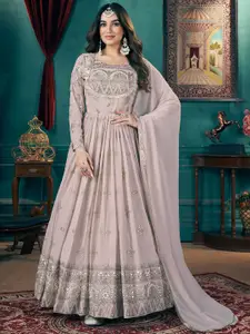 ODETTE Ethnic Motifs Printed Thread Work Georgette Anarkali Ethnic Dresse