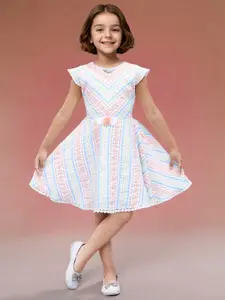 Toonyport Girls Striped Cotton Fit & Flare Dress