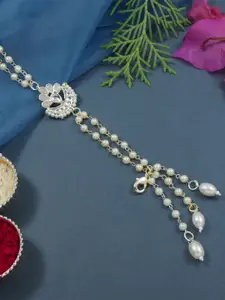 I Jewels Gold-Plated Pearl Beaded Lumba Bracelet Rakhi