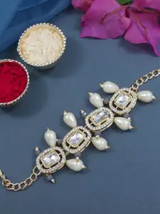 I Jewels Pearl Beaded Lumba Bracelet Rakhi