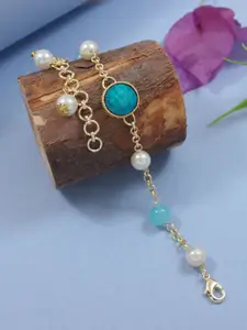 I Jewels Round Shaped Kundan & Pearl Lumba Bracelet Rakhi