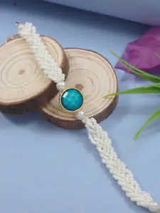 I Jewels Kundan Pearl Beaded Lumba Bracelet Rakhi