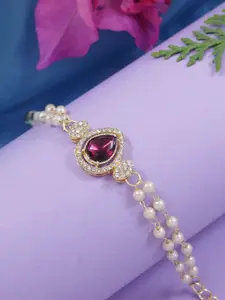 I Jewels Kundan Pearl Beaded Lumba Bracelet Rakhi