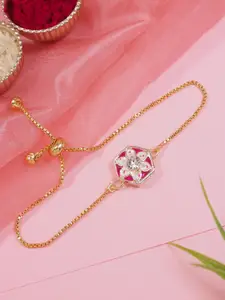 I Jewels Floral Shaped Meenakari Lumba Bracelet Rakhi