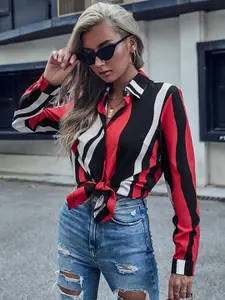 StyleCast Women Opaque Striped Casual Shirt