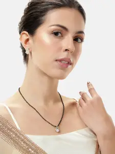 ABDESIGNS Gold-Plated Artificial Stones & Beads Mangalsutra with Earrings