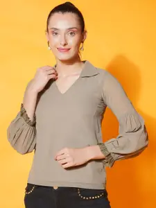 BAESD Women Solid Bell Sleeve Chiffon Top