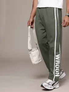 WROGN Men Regular Fit Striped Brand Logo Printed Track Pants