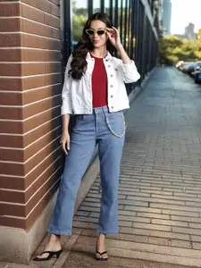 DressBerry Women Stretchable Straight Fit Jeans with Chain