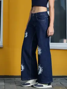 DressBerry Women Wide Leg Printed Stretchable Jeans