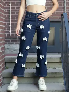 DressBerry Women Stretchable Straight Fit Jeans with Bow-Detail