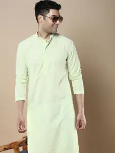 Anouk Ethnic Motifs Embroidered Chikankari Cotton Straigth Kurta