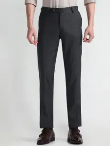 Arrow Men Tailored Fit Mid Rise Checked Trousers