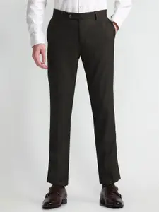 Arrow Men Tailored Fit Mid Rise Checked Trousers