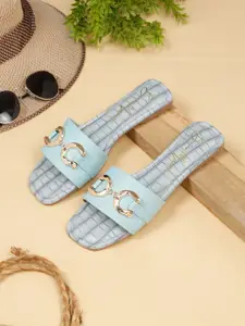 Bruno Manetti Textured Open Toe Flats