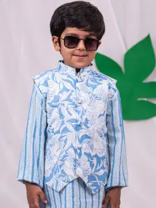 VASTRAMAY Printed Pure Cotton Woven Nehru Jacket