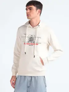 Flying Machine Men Printed Hooded Sweatshirt