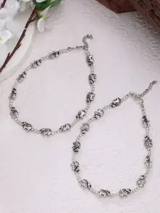 NVR Silver-Plated German Silver Elephant Design Anklets