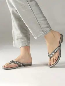 Inc 5 Women Embellished Open Toe Flats