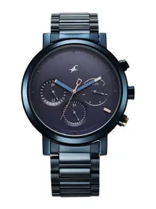 Fastrack Men Brass Dial & Stainless Steel Bracelet Style Straps Analogue Watch 3287KM08