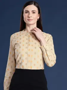 Hancock Geometric Self Design Pure Cotton Formal Shirt