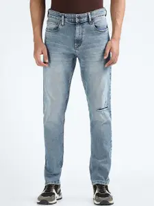 Flying Machine Men Tapered Fit Low Distress Heavy Fade Stretchable Jeans