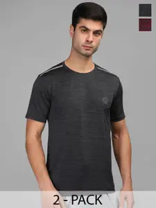 CHKOKKO Men Pack Of 2 Solid Round Neck Gym T-shirts