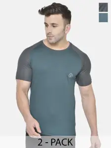 CHKOKKO Men Pack Of 2 Solid Round Neck T-shirts