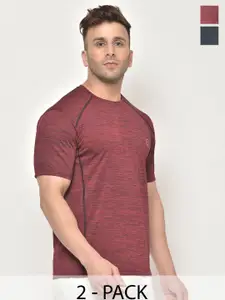 CHKOKKO Men Pack Of 2 Solid Round Neck T-shirt
