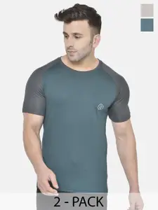 CHKOKKO Pack Of 2 Men Solid Round Neck T-shirt