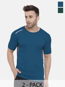 CHKOKKO Pack Of 2 Men Solid Round Neck T-shirt