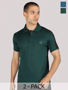 CHKOKKO Pack Of 2 Men Solid Polo Collar T-shirt