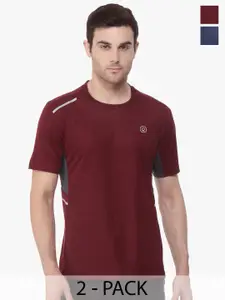 CHKOKKO Pack Of 2 Men Solid Round Neck T-shirt