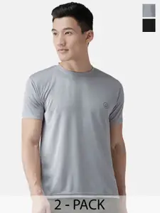 CHKOKKO Pack Of 2 Men Solid Round Neck T-shirt