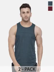 CHKOKKO Pack Of 2 Men Solid Round Neck Sleeveless T-shirt