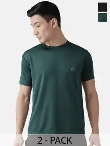 CHKOKKO Pack Of 2 Men Solid Round Neck T-shirt