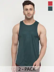 CHKOKKO Pack Of 2 Men Solid Round Neck Sleeveless T-shirt