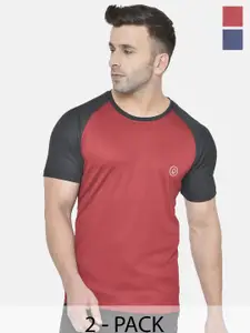 CHKOKKO Pack Of 2 Men Solid Round Neck T-shirt