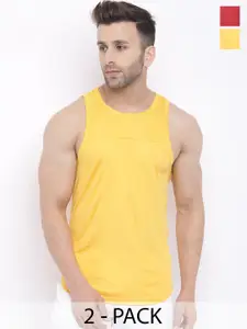 CHKOKKO Pack Of 2 Men Solid Round Neck Sleeveless T-shirt