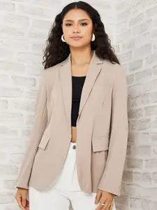 Styli Women Roll-Up Sleeves Open Front Regular Fit Longline Blazer