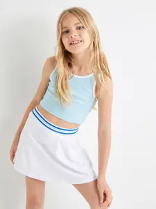 Koton Girls Solid Round Neck Crop T-shirt