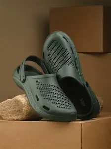 HRX by Hrithik Roshan Men Green Self Design Rubber Clogs