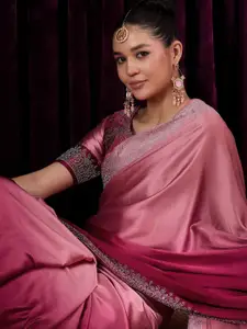 Saree mall Ombre Beads and Stones Satin Sarees