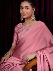 Saree mall Embellished Beads and Stones Satin Saree