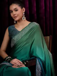 Saree mall Ombre Beads and Stones Satin Sarees