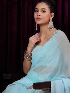 Saree mall Embellished Beads and Stones Poly Georgette Sarees