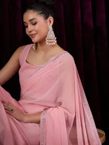 Saree mall Embellished Beads and Stones Poly Georgette Saree