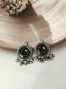 Niska Oxidised German Silver Contemporary Studs Earrings